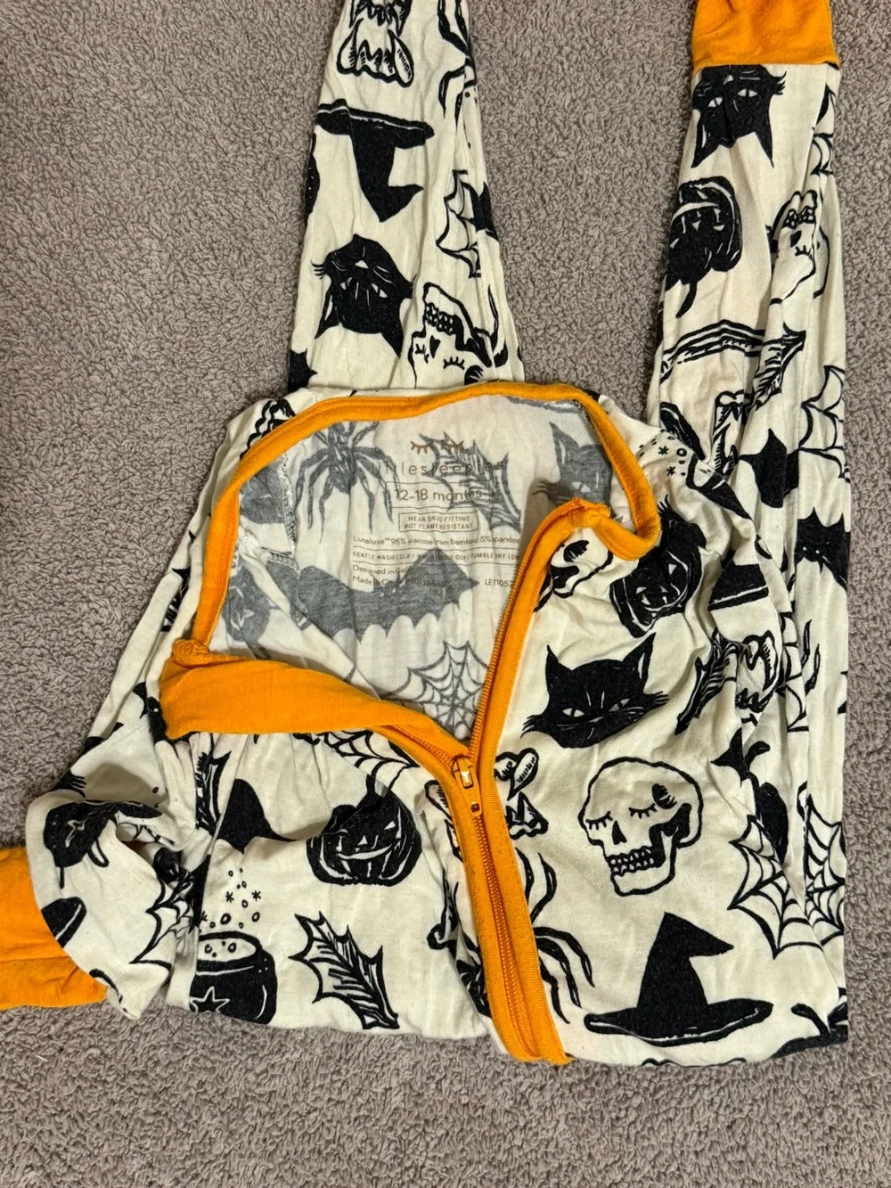 Halloween Baby Jumpsuit with Orange Trim